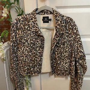 Cheetah Print Cropped Jean Jacket